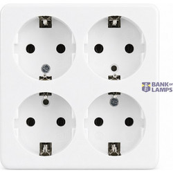 4-Way Power Socket 16A, 250VMax: 3680W, IP20 Without Cable, White