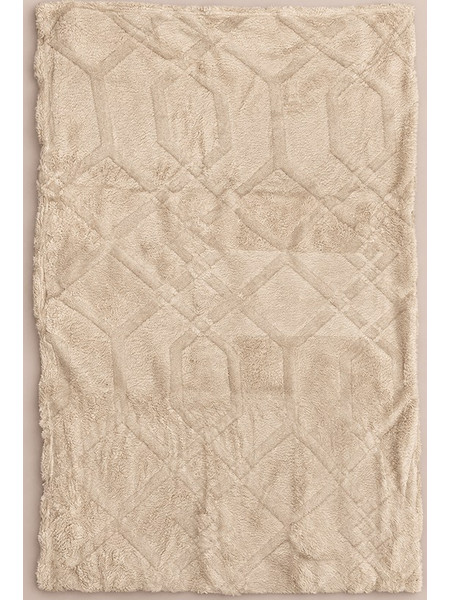 Κουβέρτα φλις ανάγλυφη υπέρδιπλη (220cm x 240cm) - Εκρου