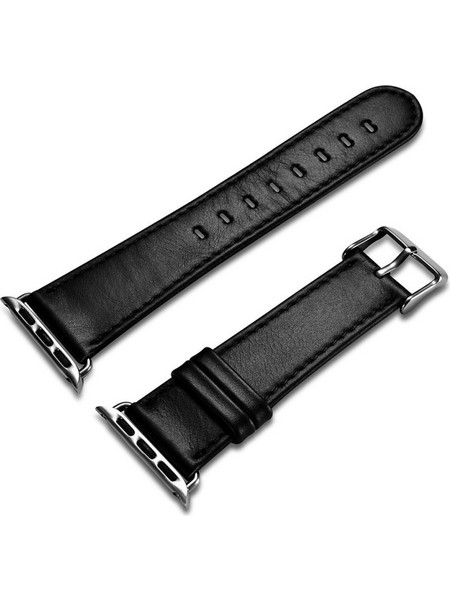 iCarer Vintage δερμάτινο λουράκι από γνήσιο δέρμα για Apple Watch 3 38 mm / Apple Watch 2 38 mm / Apple Watch 1 38 mm, μαύρο (RIW117-BK(38)) Μαύρο