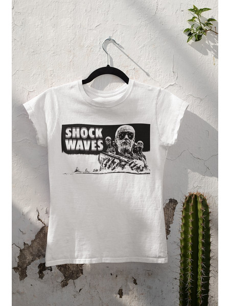 Shock Waves T Shirt, Gildan, Άσπρη Μπλούζα με μαύρη εκτύπωση μεταξοτυπίας - white