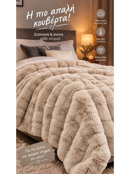 Υπέρδιπλη Κουβέρτα Rabbit 3 Κιλών 220x240cm Μπεζ RB40