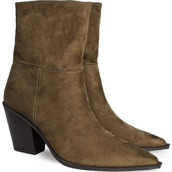 Corina Γυναικεία Μποτάκια Cowgirl Suede Καφέ με Χοντρό Χαμηλό Τακούνι M6775