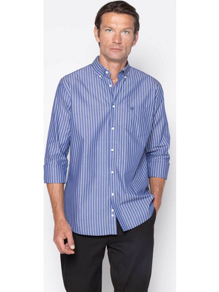 The Bostonians Acorn Poplin Stripe Ανδρικό Πουκάμισο Μπλε 3AAS5000/B166BL
