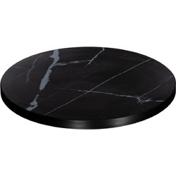 ΕΠΙΦΑΝΕΙΑ ΤΡΑΠΕΖΙΟΥ SINTERED STONE HM6653.03 BLACK MARBLE-ΠΛΑΙΣΙΟ ALU ΜΑΥΡΟ Φ70εκ