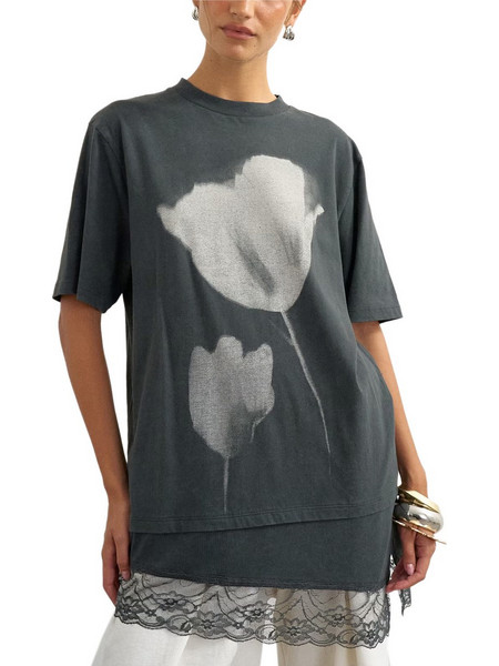 T-Shirt Tsbrit S/S Lace Floral 31002192 19-0303 TCX jet black