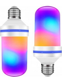GLOBOSTAR(R) TUBULAR 76076 Λάμπα E27 LED 9W 350lm 260 AC 220-240V IP20 Πολύχρωμο RGB με 4 Λειτουργίες Εφέ Φλόγας & Αναστροφή - Λευκό Γαλακτερό - Μ6 x Π6 x Υ15cm