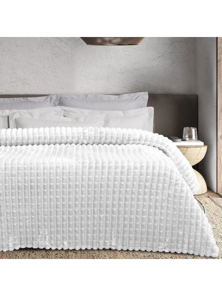 Κουβέρτα Fleece Μονή 1386 Das Home Λευκό 160X220