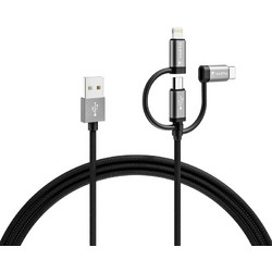 Varta Regular USB to Lightning / Type-C / micro USB Cable Μαύρο 2m 57937101111