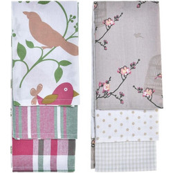 Σετ Πανιών DKD Home Decor Καφέ Κόκκινο Πράσινο Μπεζ 60 x 0,5 x 40 cm Blomster Πουλιά