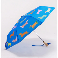 Dogs in Blue Eco-Friendly Compact Umbrella