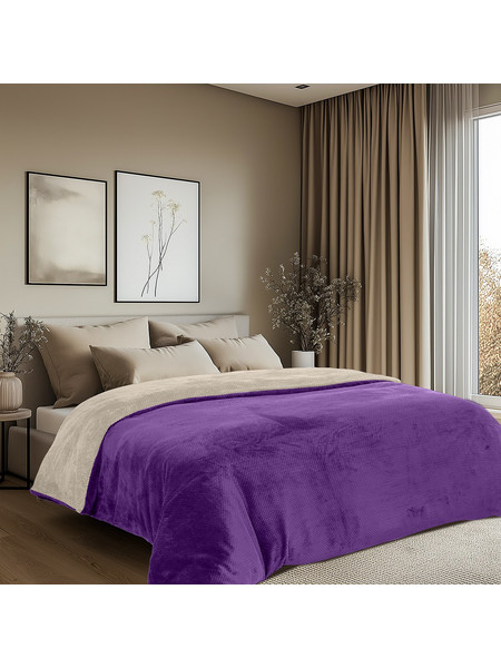 Beauty Home Παπλωματοθήκη υπέρδιπλη διπλής όψεως Art 11602 Jacquard fleece 700gsm Fiesta Plus 220x240 Εκρού,Μωβ