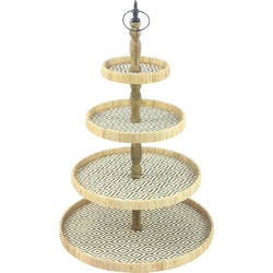 Ribbons Ορντεβιερα 4 Επιπεδα 50x50x76 Rattan Φυσικο Μαυρο Plywood - Liberta - Ξύλο (Φυσικό)Μαύρο