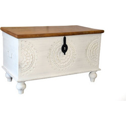 Rhodes Μπαουλο Λευκο Decape Καρυδι 85x44x50cm - Liberta