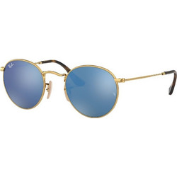 Ray-Ban RB3447N 001/9O Ανδρικά Γυαλιά Ηλίου Στρογγυλά Μεταλλικά Χρυσά με Μπλε Καθρέπτη Φακό