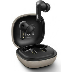 BMW Leather Metal Logo Ακουστικά Bluetooth In Ear Taupe