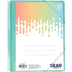 Skag Ντοσιέ Σπιράλ Με Λάστιχο Α4 Με 30 Διαφάνειες Pastel Μπλε
