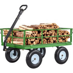 VEVOR Steel Garden Cart, 544 kg Heavy Duty Pullable Garden Wagon Yard Cart, 2 in 1 Outdoor Metal Utility Wagon Yard Trailer with 330 mm All Terrain Tires, Mesh Detachable Sides & 180 Rotating Handle Z