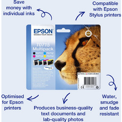 Epson T0715 B/C/M/Y Πακέτο 4 Μελανιών Εκτυπωτή Inkjet C13T071540