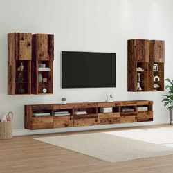 vidaXL Σετ τοίχου για τηλεόραση 7 τεμ. 100x30x40cm Παλιό Ξύλο