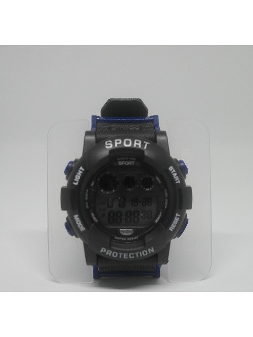 Αντρικό Ψηφιακό Αδιάβροχο Αθλητικό Ρολόι Καρπού Σιλικόνης Χρώματος Μαύρου με Μπλε Λεπτομέρειες(ΟΕΜ)