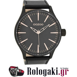 Oozoo Timepieces Ανδρικό Ρολόι με Μαύρο Δερμάτινο Λουράκι C7424