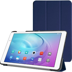 HuaWei MediaPad T2 10.0" Pro -Δερμάτινη Θήκη Βιβλίο Tri-Fold Μπλε Μεταλλικό με Βάση Στήριξης και πίσω καλύμμα σιλικόνης διάφανο (oem)