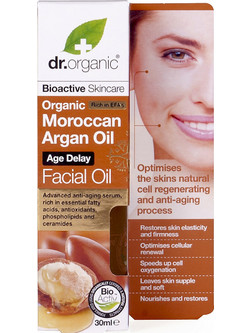 Dr. Organic Moroccan Argan Oil Age Delay Αντιγηραντικό Λάδι Προσώπου με Jojoba Βιταμίνη E & Argan 30ml