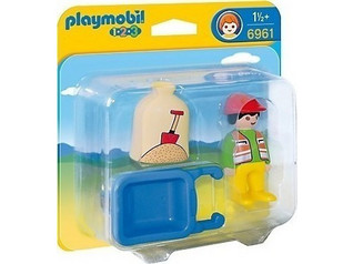 Playmobil 1-2-3 Εργάτης με Καροτσάκι για 1,5+ Ετών 6961