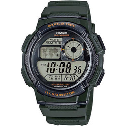 Casio Standard Ψηφιακό Ανδρικό Ρολόι Χρονογράφος με Χακί Καουτσούκ Λουράκι AE-1000W-3AVEF