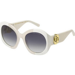 Marc Jacobs MARC722S SZJGB Γυναικεία Γυαλιά Ηλίου Στρογγυλά Κοκάλινα Λευκά με Μαύρο Polarized Φακό