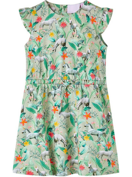 vidaXL Παιδικό Φόρεμα Floral Χακί 14635