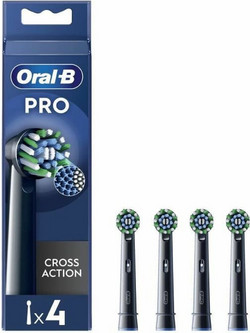 Oral-B Pro Cross Action Black Ανταλλακτικές Κεφαλές Ηλεκτρικής Οδοντόβουρτσας 4τμχ