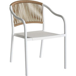Fylliana Dakar Πολυθρόνα Κήπου Rattan Λευκή 0043-124-002