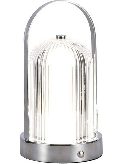 V-Tac 55LM Πορτατίφ Αφής LED με Μπαταρία Διαφανές Ασημί Φ12xΥ22.5cm