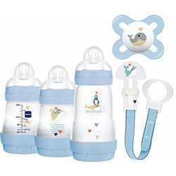 Mam Welcome to the World Σετ Πλαστικά Μπιμπερό με Θηλή Σιλικόνης 0m+ Seal Blue 2x160ml + 260ml