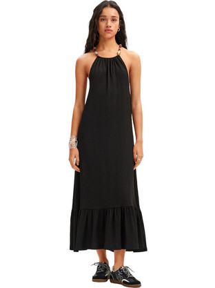 Desigual Leila Midi Καλοκαιρινό Βραδινό Φόρεμα Μαύρο 24SWVK64-2000