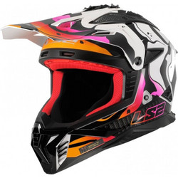 LS2 MX708 Fast II Wash Black White Orange Κράνος Μηχανής Motocross 1450gr