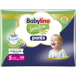 Babylino Sensitive Cotton Soft Πάνες Βρακάκι No5 10-16kg 136τμχ