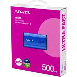Adata SE880 500GB Εξωτερικός Σκληρός Δίσκος SSD 2.5" USB 3.0 USB-C Blue