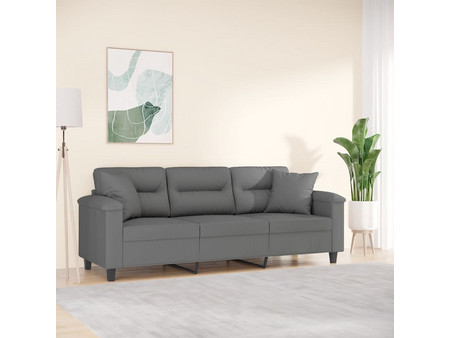 vidaXL Τριθέσιος Καναπές Microfiber Ανθρακί 210x77x80cm 3200979