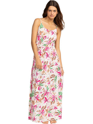 Roxy Rainbow Road Maxi Καλοκαιρινό Καθημερινό Φόρεμα Floral Λευκό ERJWD03779-WBK3