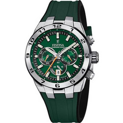 Festina Ανδρικό Ρολόι Χρονογράφος με Πράσινο Καουτσούκ Λουράκι F20671/2