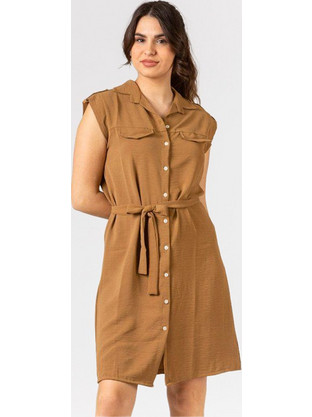 Simple Fashion Mini Καλοκαιρινό Καθημερινό Φόρεμα Σεμιζιέ Ταμπά 24-210