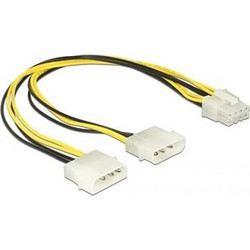 DeLOCK 85453 Καλώδιο Τροφοδοσίας 2 x 4-Pin Molex Male to 8-Pin EPS Male 0.3m Multicolor