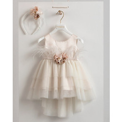 Piccolino Tiffany Βαπτιστικό Φόρεμα 2τμχ DR22S71-CHAMPAGNE