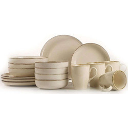 Hermia Cream Σετ Πιάτα Φαγητού Πορσελάνης Μπεζ 16τμχ 710KTP3408