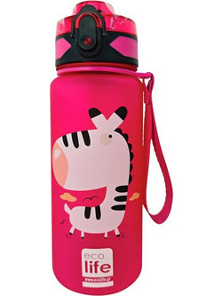 Ecolife Zebra Παιδικό Παγούρι Πλαστικό BPA Free Φούξια 500ml
