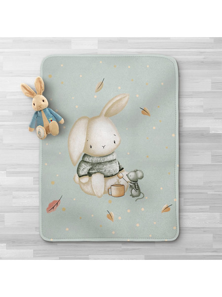 Borea Bunny Κουβέρτα Κούνιας Βελουτέ 100x140 Πράσινο Mint