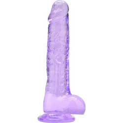 Loving Joy Ρεαλιστικό Dildo με Βεντούζα & Όρχεις 20cm Διαφανές Μωβ