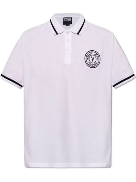 Versace Ανδρική Μπλούζα Polo Κοντομάνικη Λευκή 76GAGT03-CJ01T-003